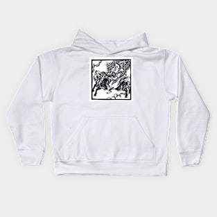 Witch on the back of a goat Kids Hoodie